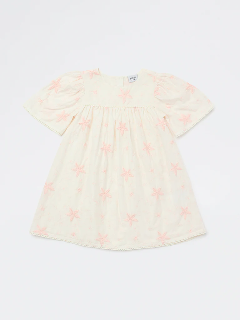 HOP Kids Girls Pink Bow-Detailed Mesh Overlay Dress - Image 3