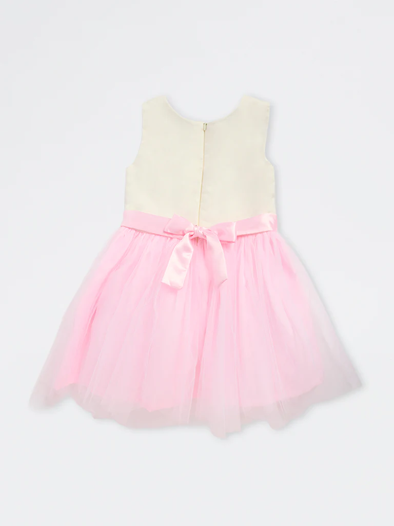 HOP Kids Girls Pink Bow Detailed Party Dress - Image 4