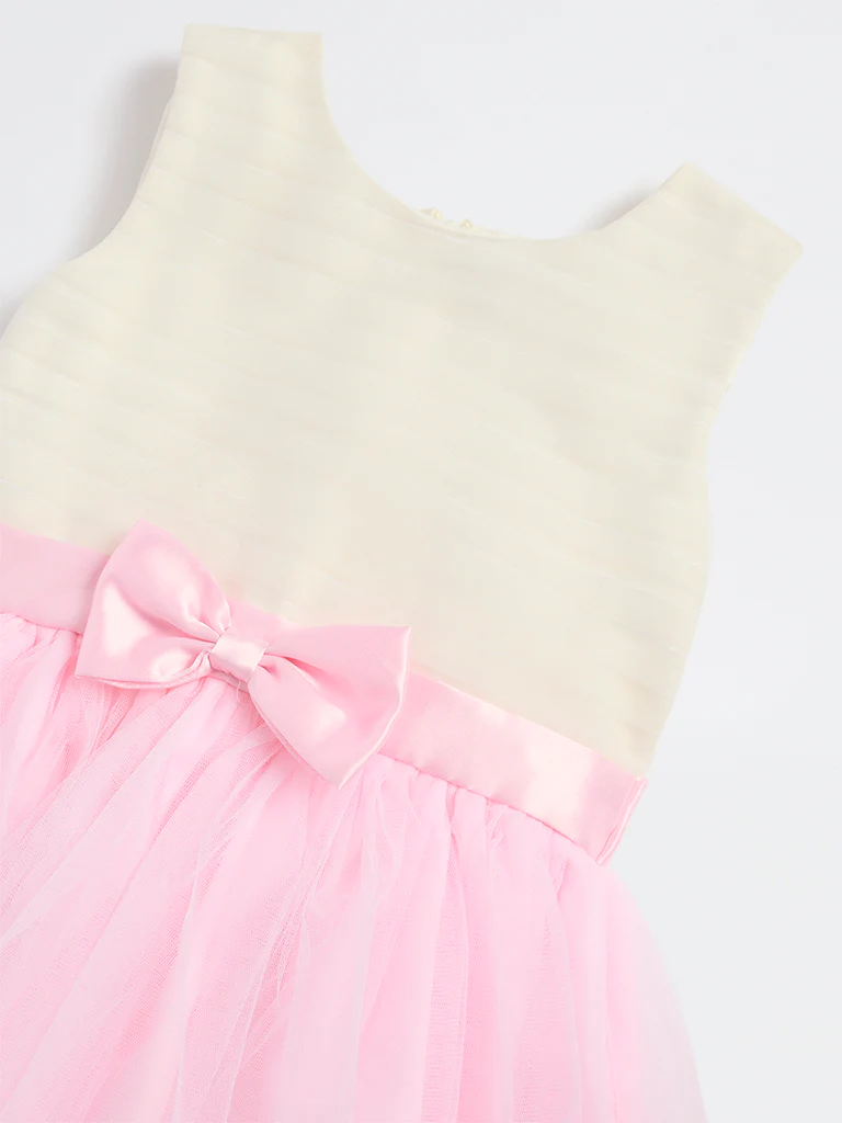 HOP Kids Girls Pink Bow Detailed Party Dress - Image 5