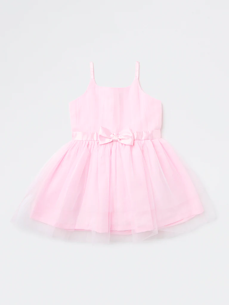 HOP Kids Girls Pink Bow Detailed Party Dress - Image 3