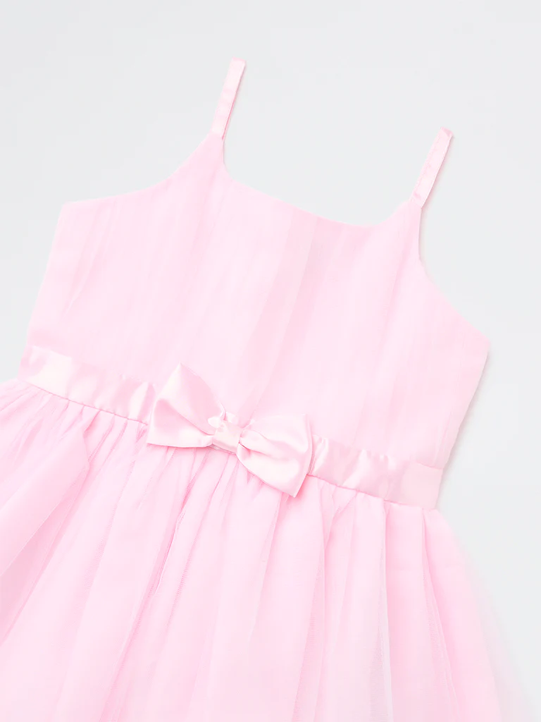 HOP Kids Girls Pink Bow Detailed Party Dress - Image 5