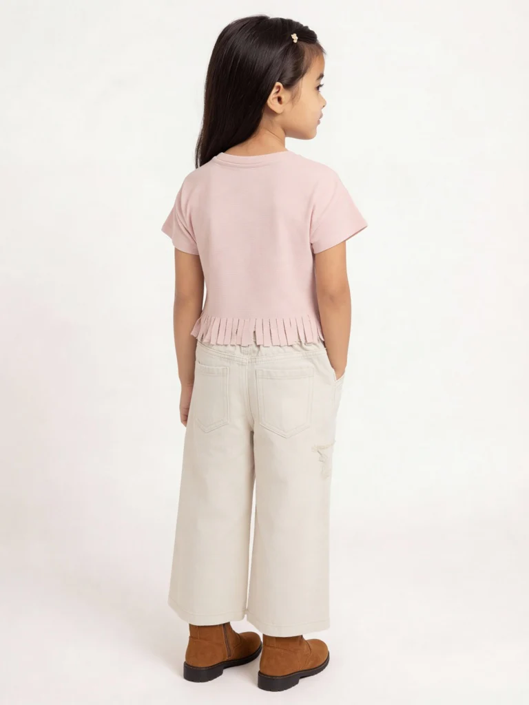 HOP Kids Girls Pink Embellished Cotton Top - Image 2