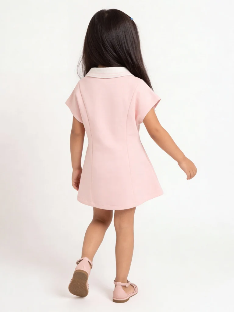 HOP Kids Girls Pink Embroidered Cotton-Blend A-Line Dress - Image 2