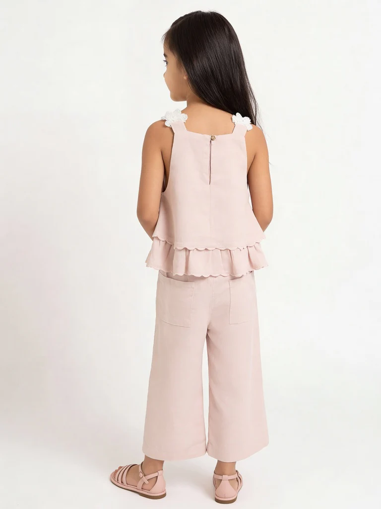 HOP Kids Girls Pink Floral Applique Top - Image 2