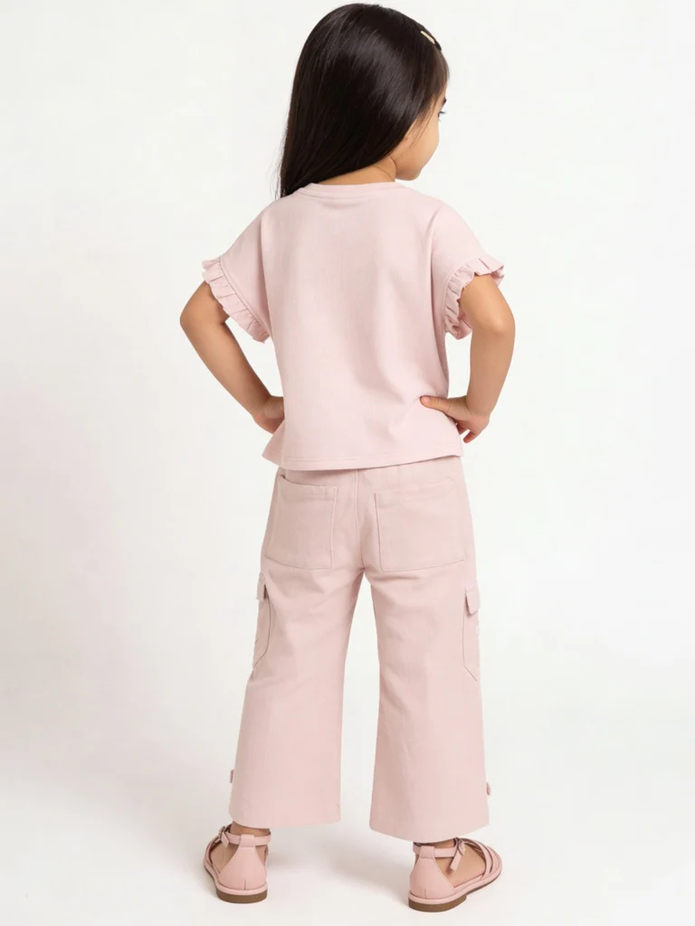 HOP Kids Girls Pink Floral Embroidered Tie-Up Cotton Top - Image 3