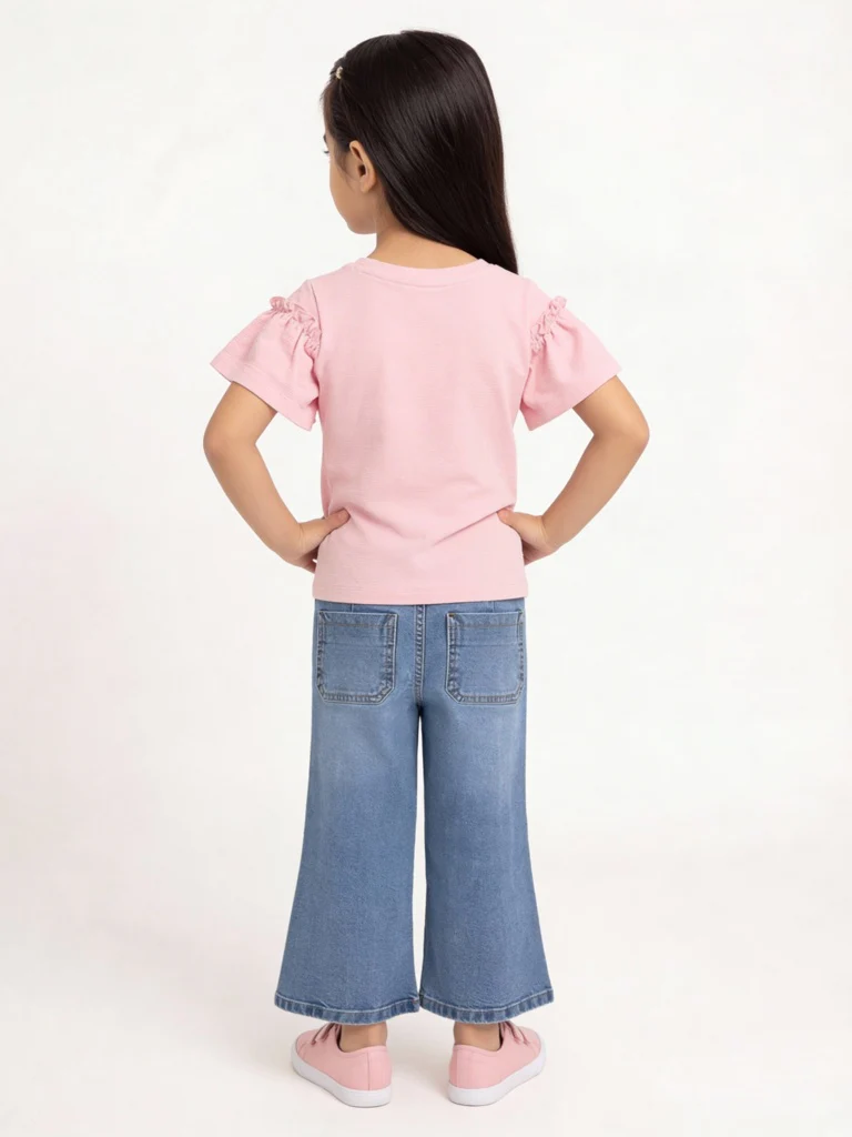 HOP Kids Girls Pink Hearts Embroidered Cotton Top - Image 2