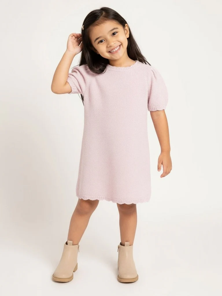 HOP Kids Girls Pink Knitted Bodycon Dress