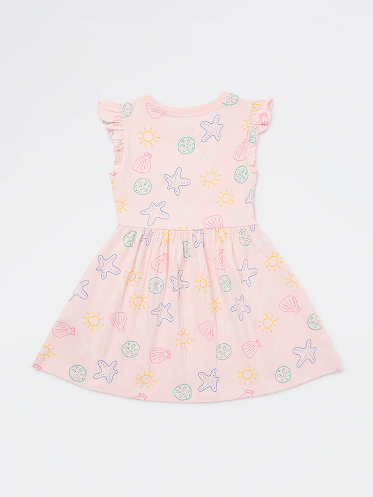 HOP Kids Girls Pink Printed Cotton-Blend A-Line Dress - Image 5
