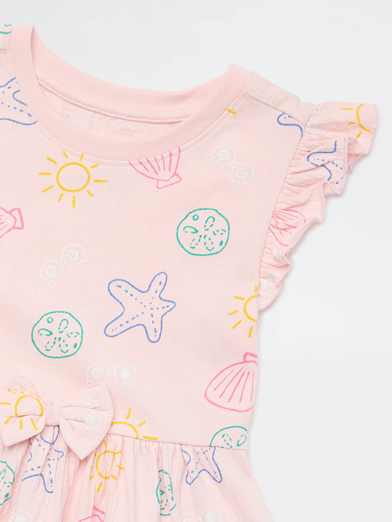 HOP Kids Girls Pink Printed Cotton-Blend A-Line Dress - Image 6