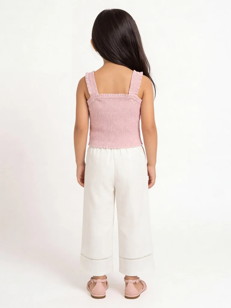 HOP Kids Girls Pink Smocked Cotton Top - Image 2