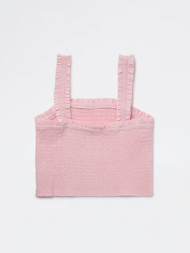 HOP Kids Girls Pink Smocked Cotton Top - Image 4