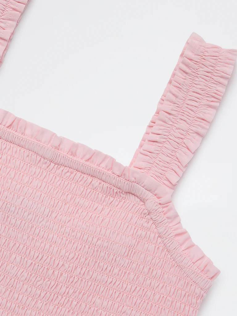 HOP Kids Girls Pink Smocked Cotton Top - Image 5