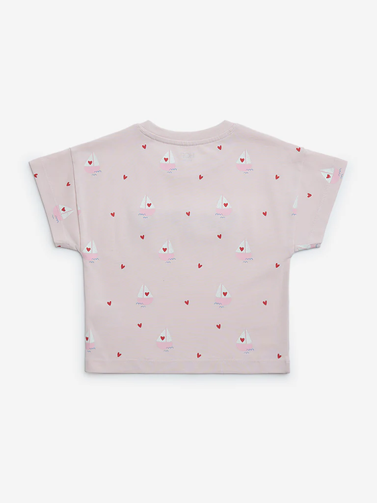 HOP Kids Girls Pink Text Design Cotton T-Shirt - Image 4