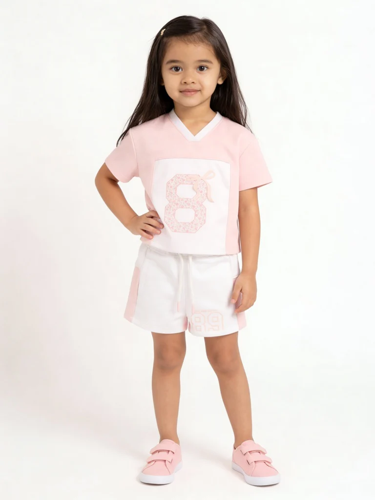 HOP Kids Girls Pink Textured Printed T-Shirt