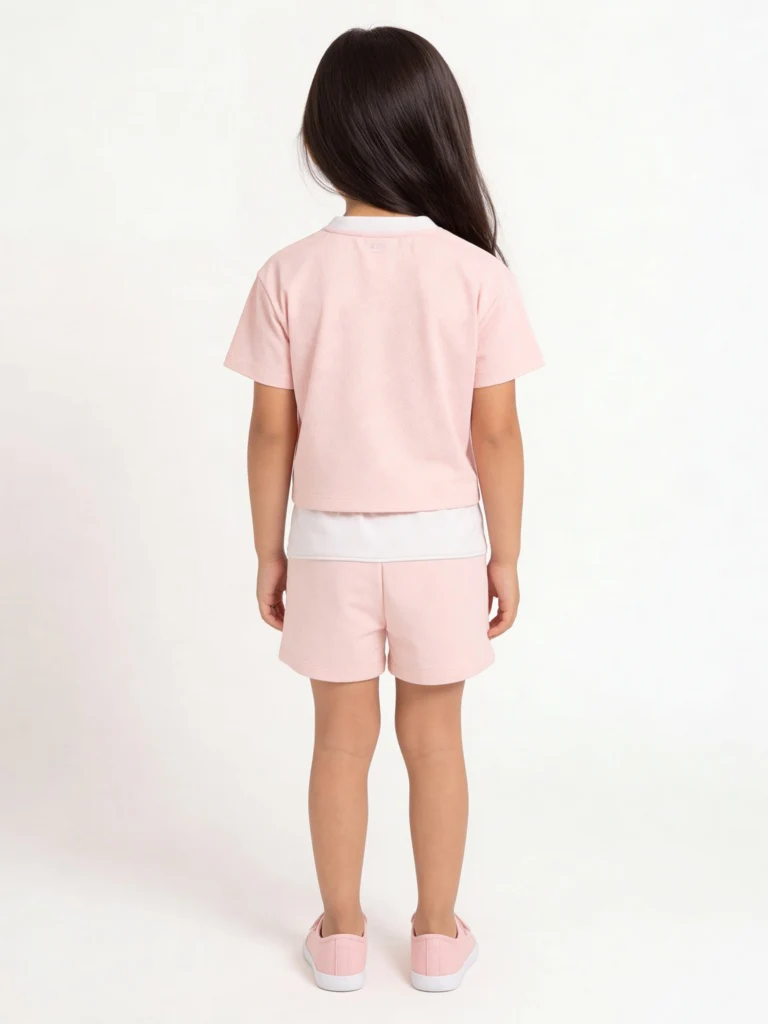 HOP Kids Girls Pink Textured Printed T-Shirt - Image 2
