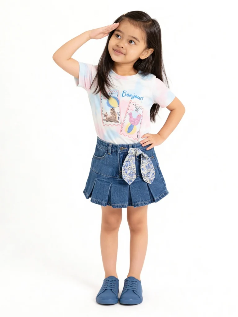 HOP Kids Girls Pink Tie-Dye Cotton T-Shirt