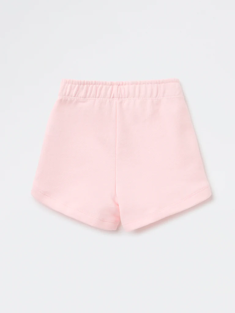 HOP Kids Girls Pink Tropical-Inspired High-Rise Cotton Shorts - Image 5