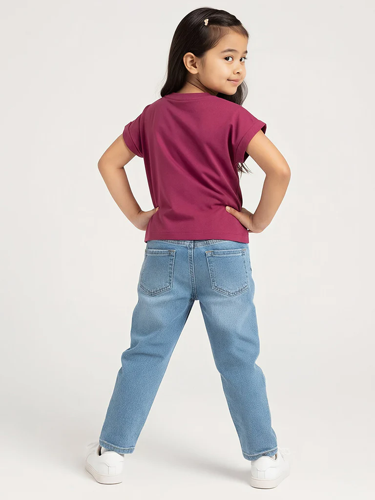HOP Kids Girls Red Animal Design Cotton T-Shirt - Image 2