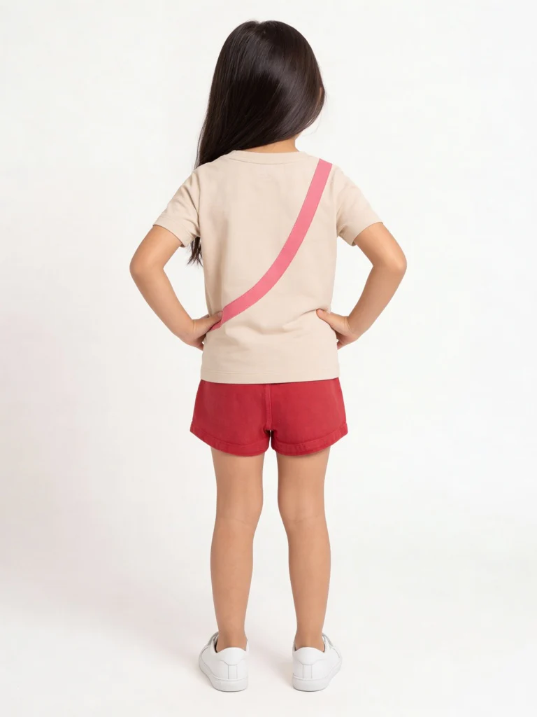 HOP Kids Girls Red Box Pleated High-Rise Denim Skorts - Image 2