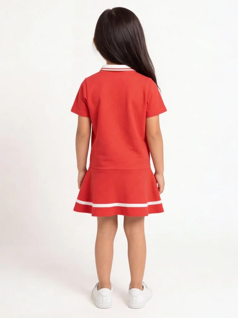 HOP Kids Girls Red Cotton Polo Dress - Image 2