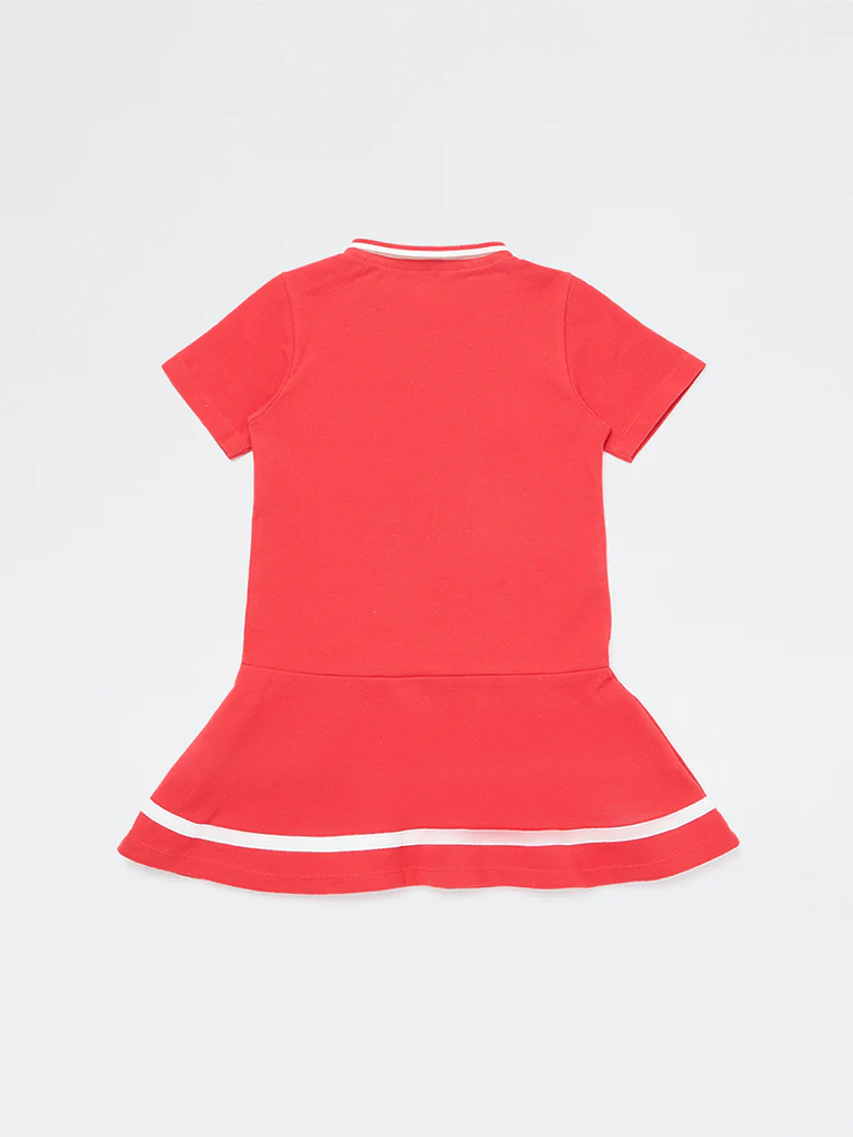 HOP Kids Girls Red Cotton Polo Dress - Image 4