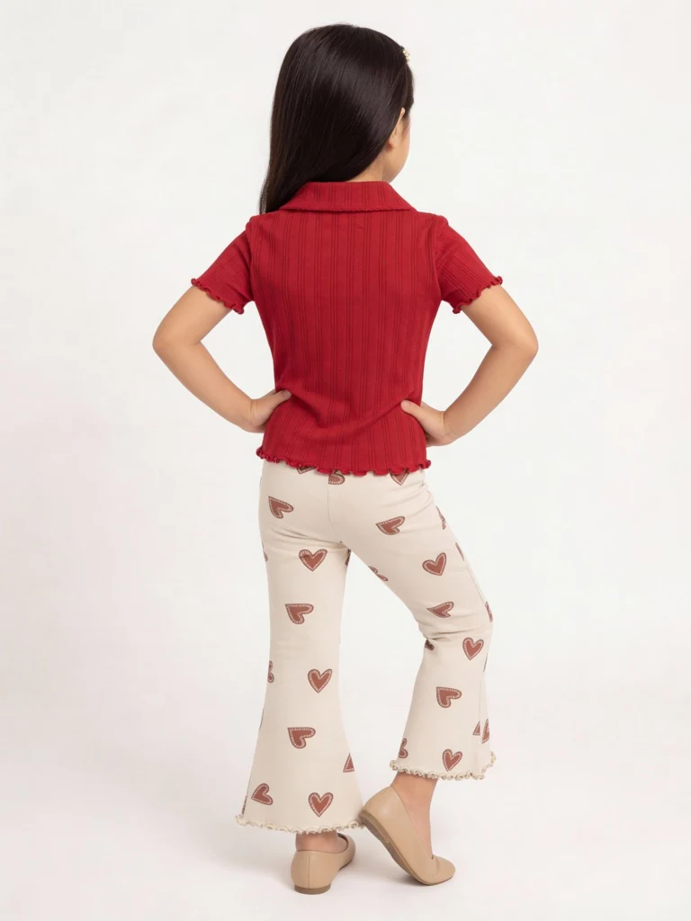 HOP Kids Girls Red Embellished Cotton-Blend Top - Image 2