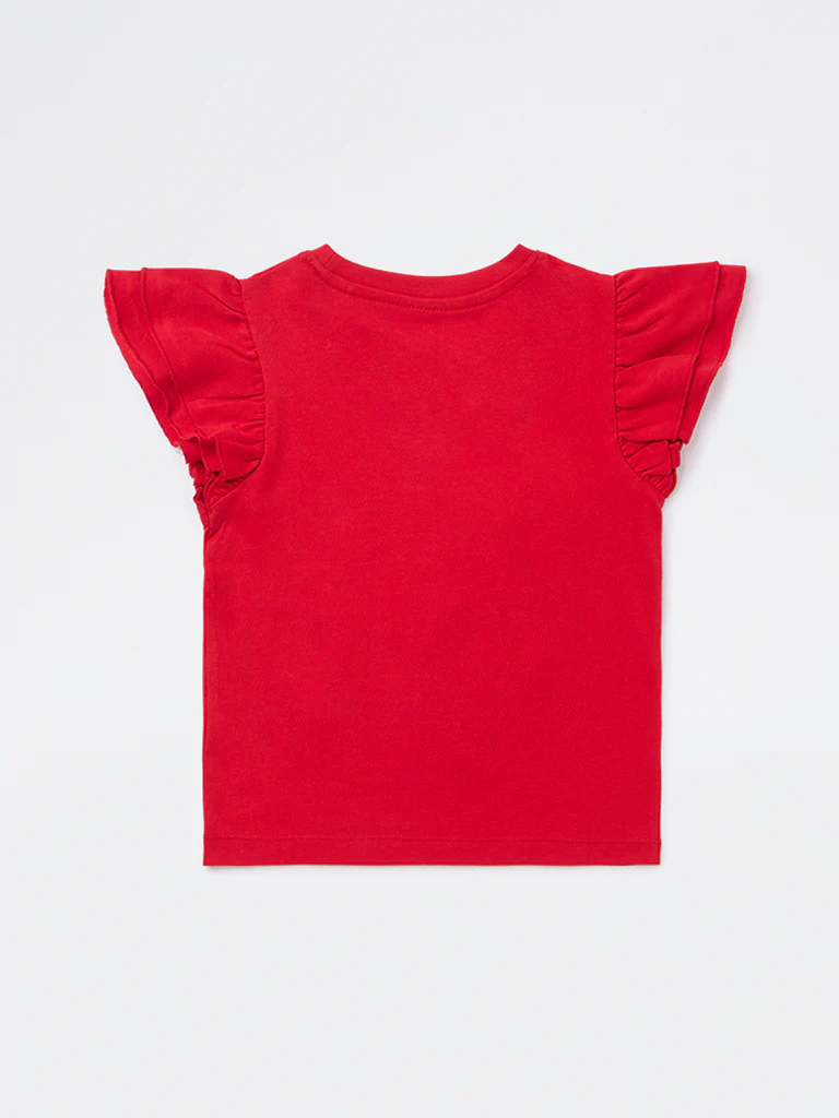 HOP Kids Girls Red Embroidered Cotton Top - Image 5