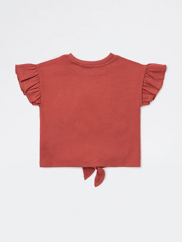 HOP Kids Girls Red Embroidered Cotton Top - Image 4