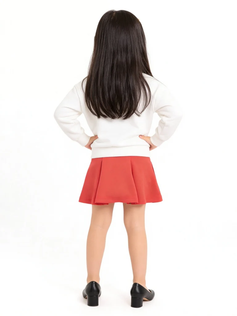 HOP Kids Girls Red Pleated High-Rise Skirt - Image 3
