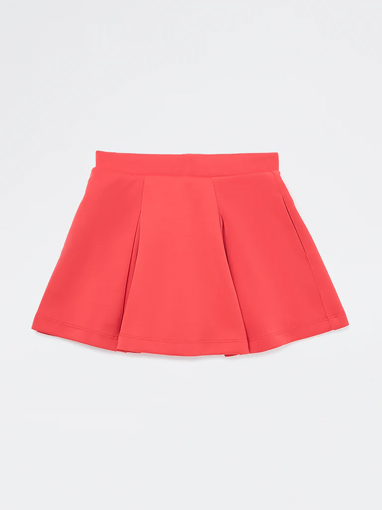 HOP Kids Girls Red Pleated High-Rise Skirt - Image 4