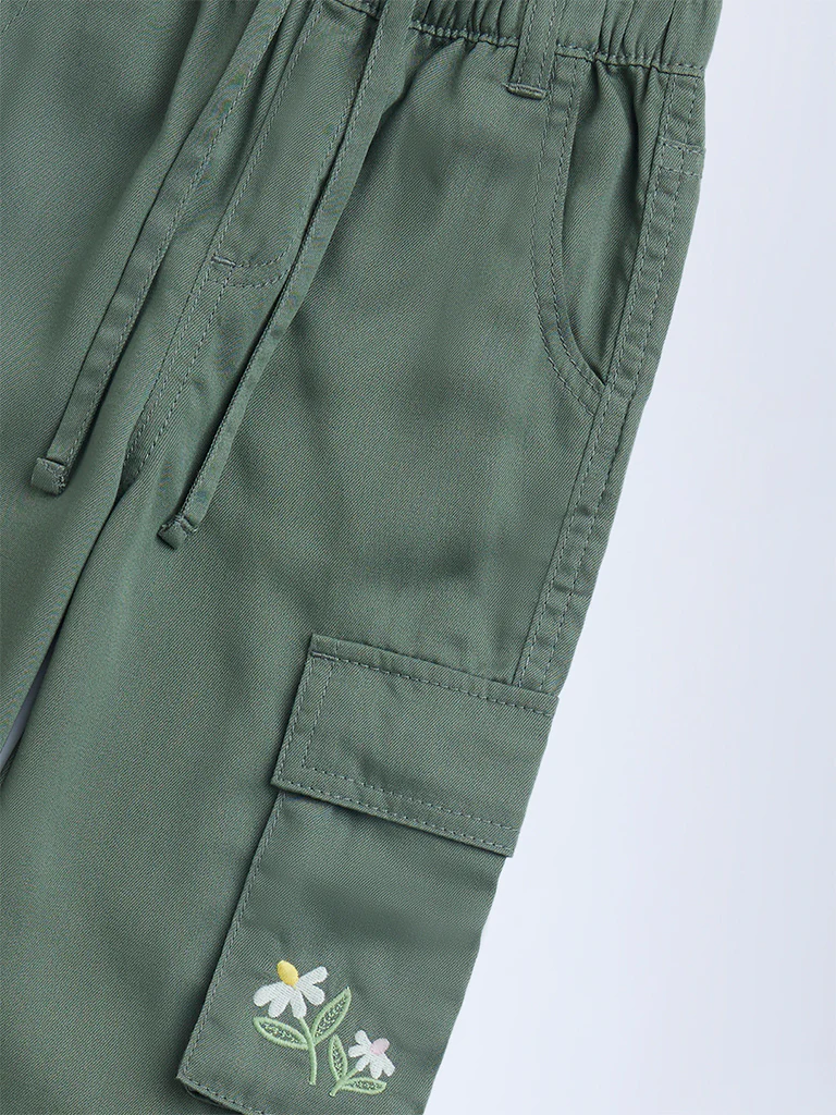 HOP Kids Girls Sage Cargo-Style High-Rise Trousers - Image 6