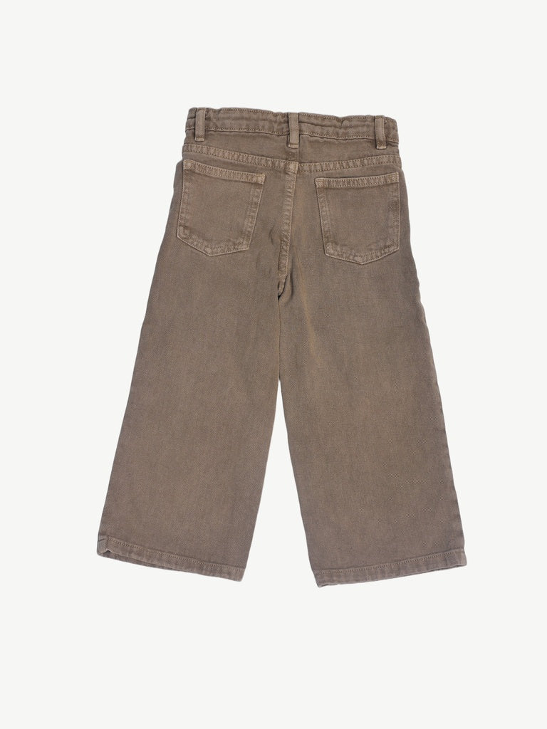 HOP Kids Girls Taupe Floral Applique Wide Leg Jeans - Image 4