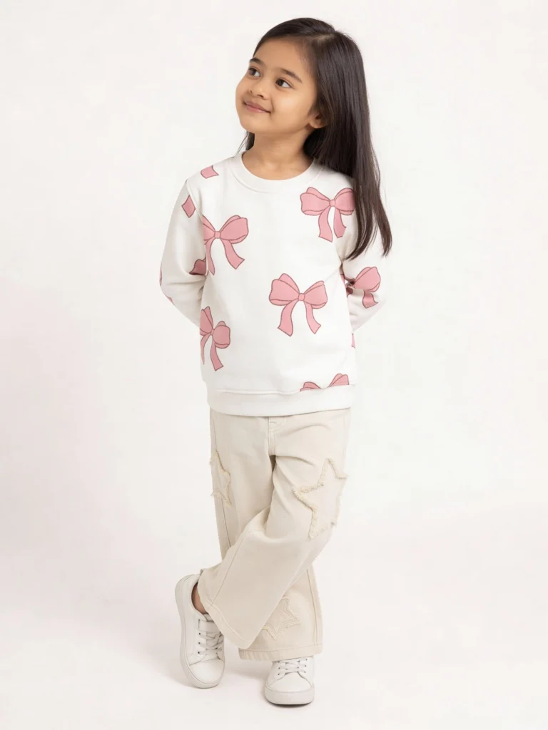 HOP Kids Girls Taupe Star Design Mid-Rise Jeans