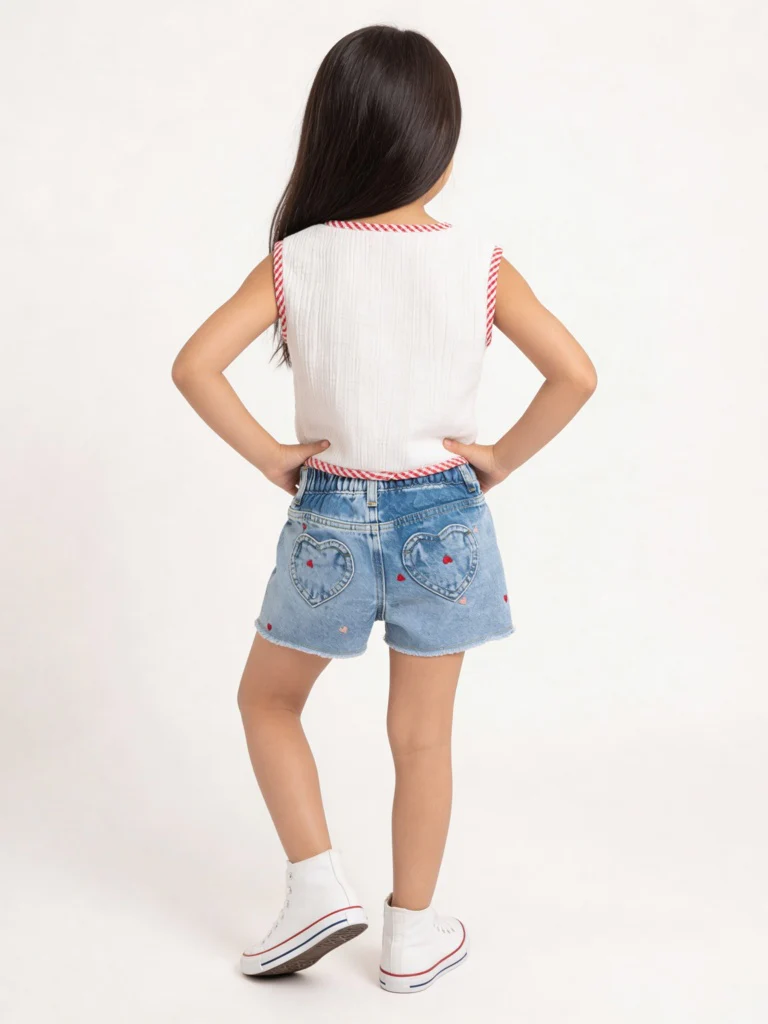 HOP Kids Girls White Checkered Cotton Waistcoat - Image 2