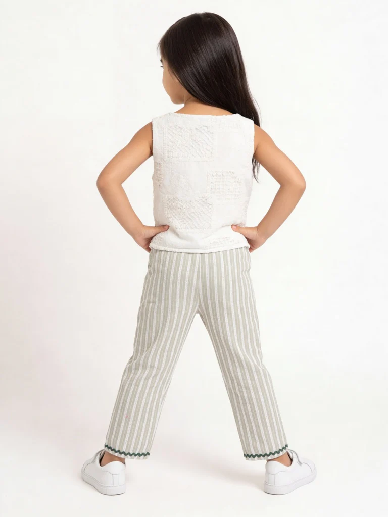 HOP Kids Girls White Crochet Knitted Cotton Top - Image 2