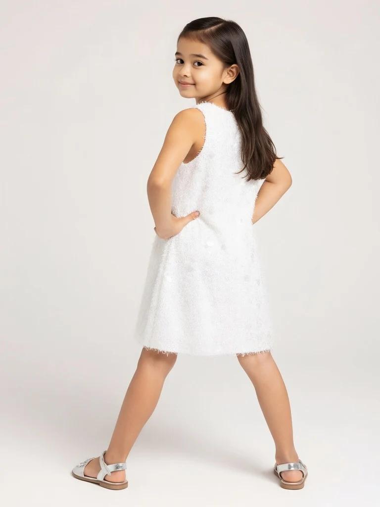HOP Kids Girls White Embellished Party Dress - Image 2