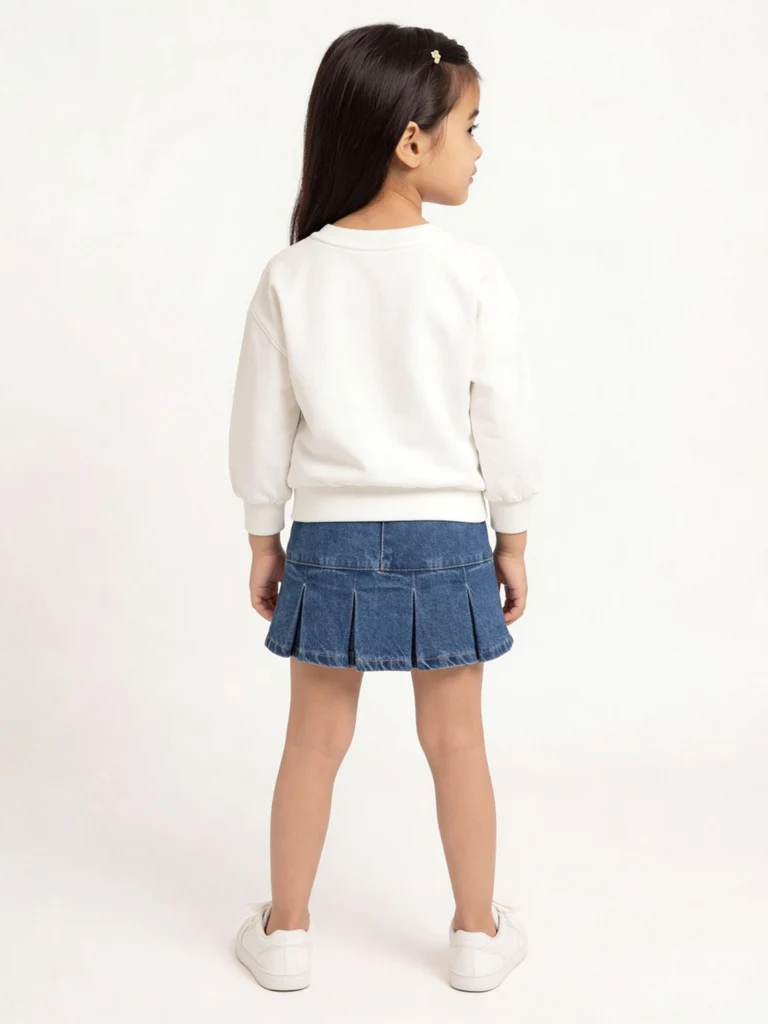 HOP Kids Girls White Embroidered Cotton-Blend Sweatshirt - Image 2