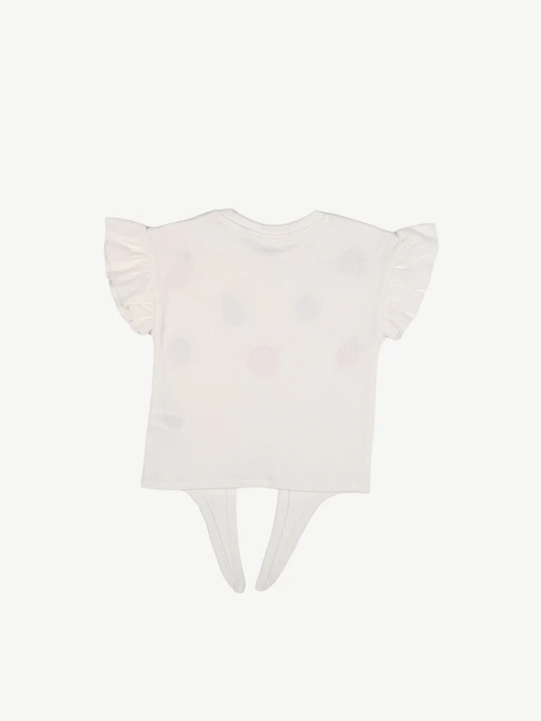HOP Kids Girls White Embroidered Tie-Up Cotton Top - Image 4