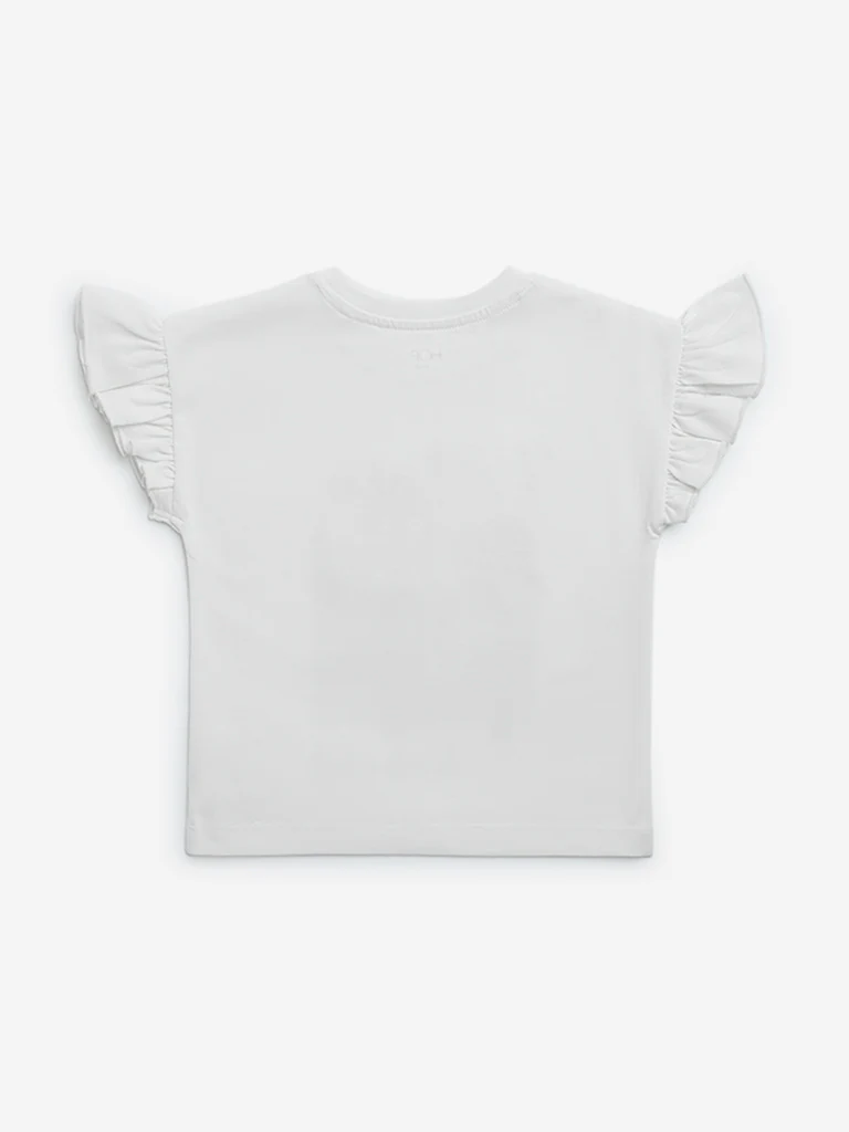 HOP Kids Girls White Holiday-Themed Cotton Top - Image 4
