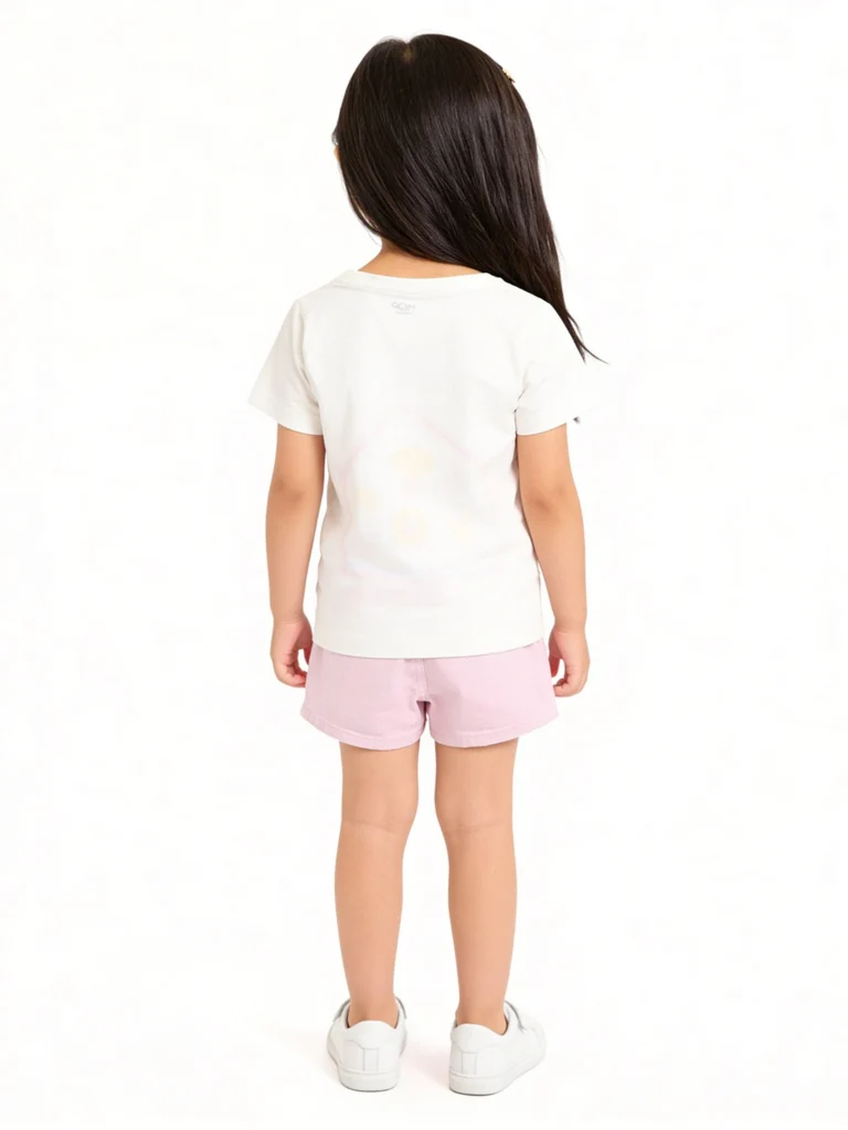 HOP Kids Girls White Printed Cotton T-Shirt - Image 3