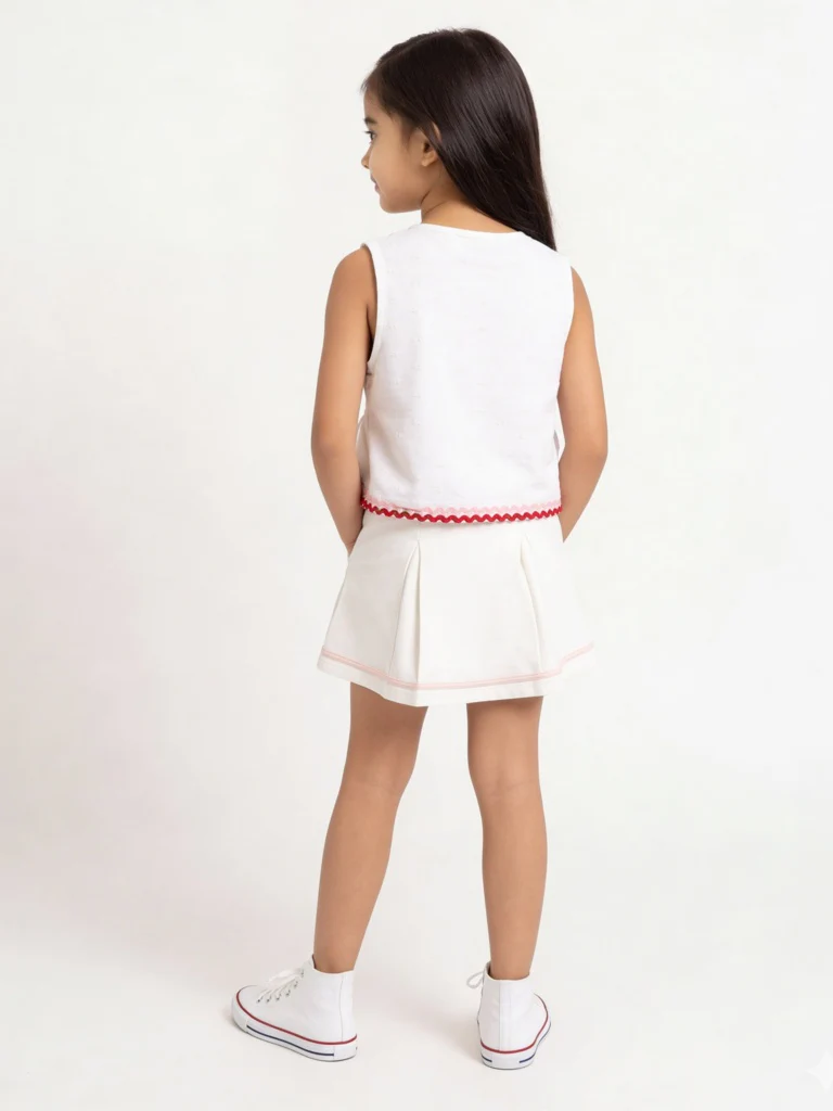 HOP Kids Girls White Striped High-Rise Skirt - Image 3