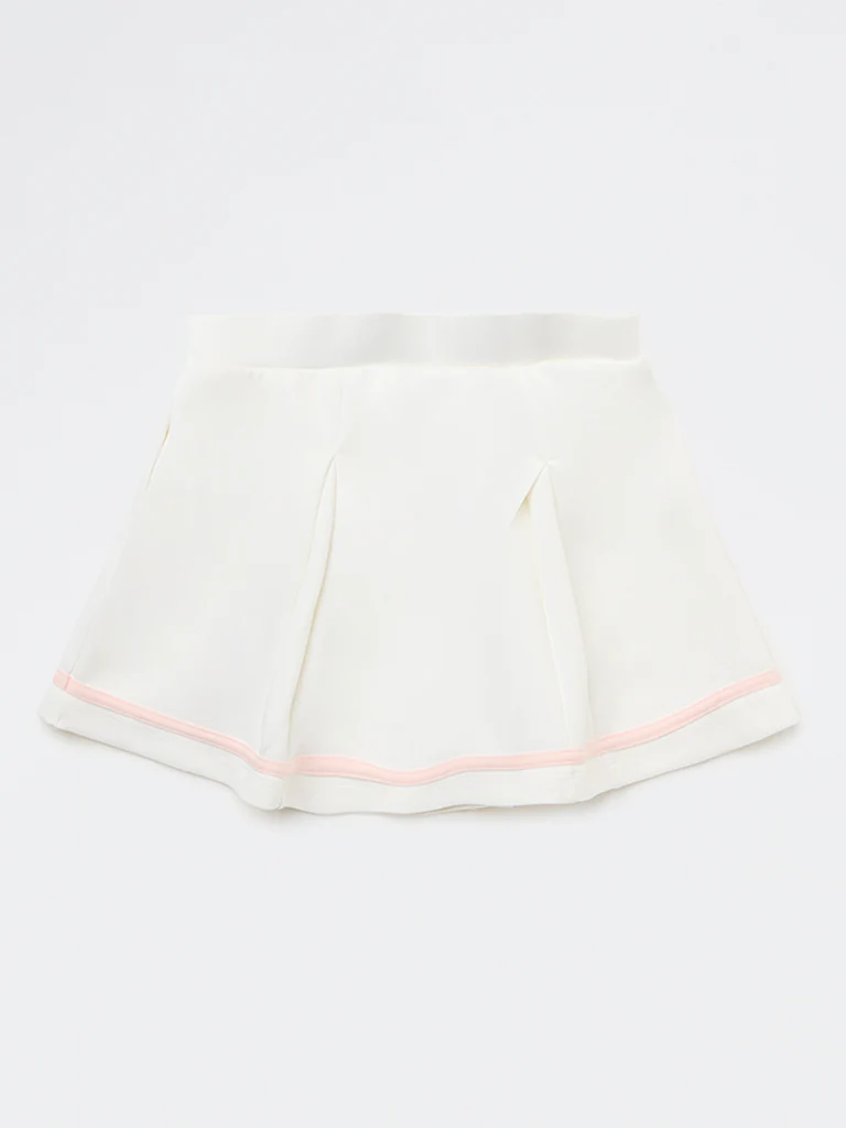 HOP Kids Girls White Striped High-Rise Skirt - Image 5