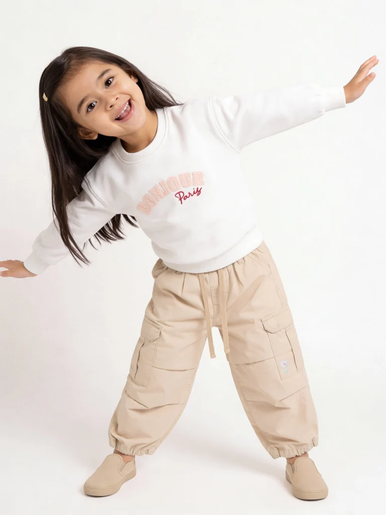 HOP Kids Girls White Text Printed Sweatshirt