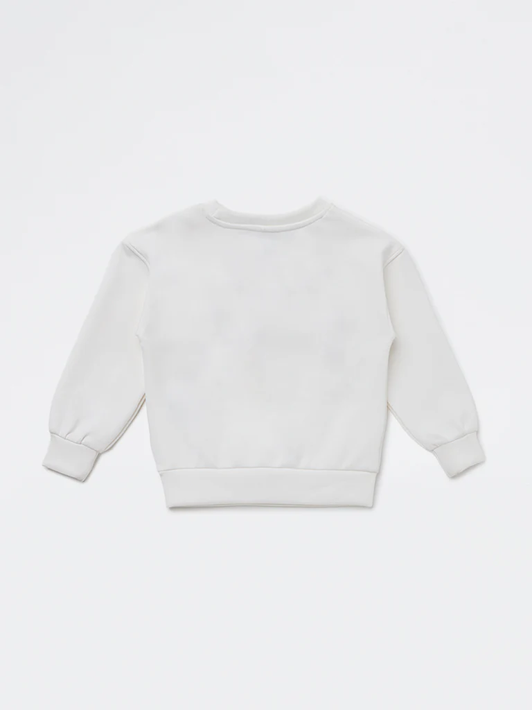 HOP Kids Girls White Text Printed Sweatshirt - Image 4