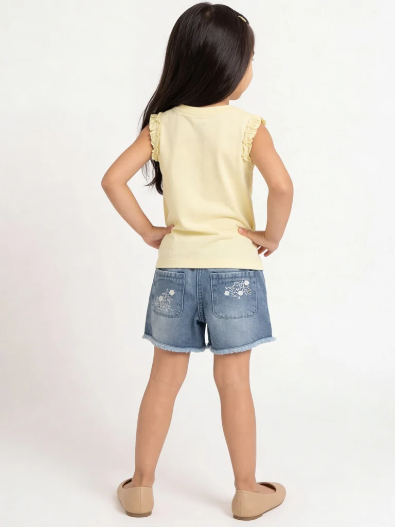 HOP Kids Girls Yellow Cityscape Printed Cotton Top - Image 3