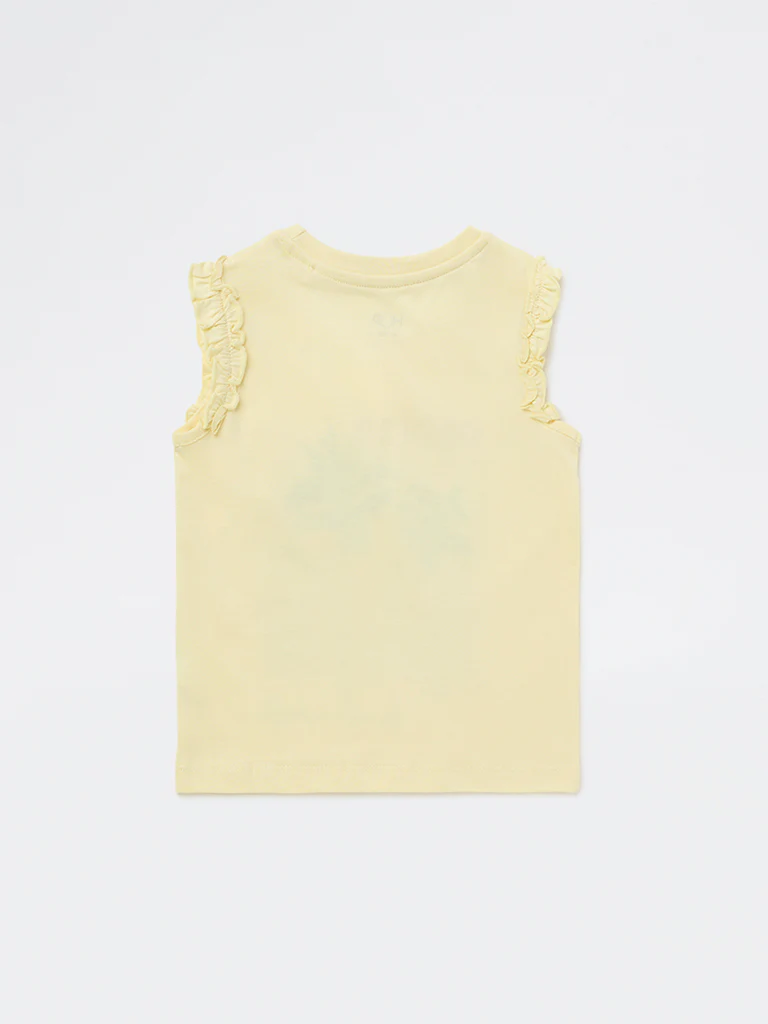 HOP Kids Girls Yellow Cityscape Printed Cotton Top - Image 5