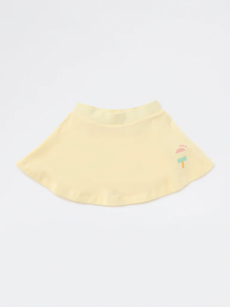 HOP Kids Girls Yellow Embossed Cotton-Blend Skirt