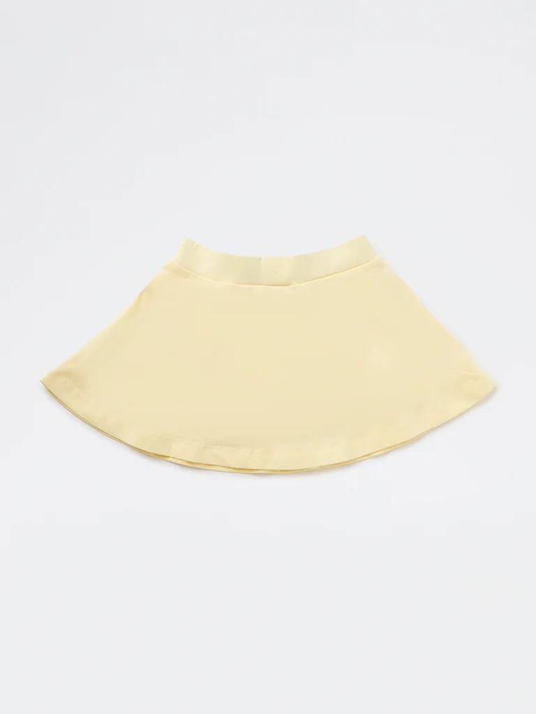 HOP Kids Girls Yellow Embossed Cotton-Blend Skirt - Image 3
