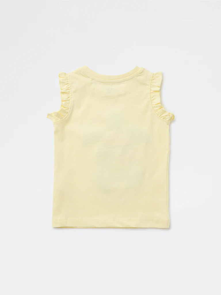 HOP Kids Girls Yellow Embroidered Cotton Top - Image 5