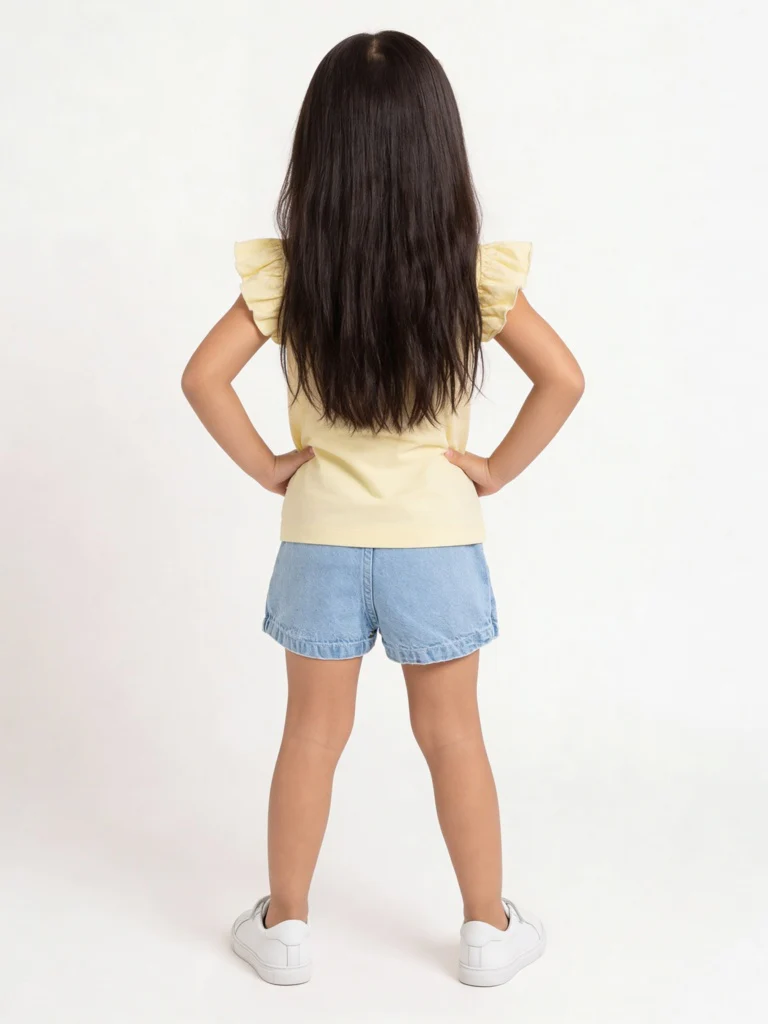 HOP Kids Girls Yellow Octopus Pattern Cotton Top - Image 3
